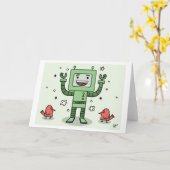Happy Bot & Friends - Wenskaart Kaart (Gele Bloem)