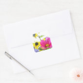 Happy Bouquet van Flowers Vierkante Sticker (Envelop)