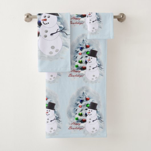 Happy Bowlidays Bowling Lovers Kerstmis Bad Handdoek (Insitu)