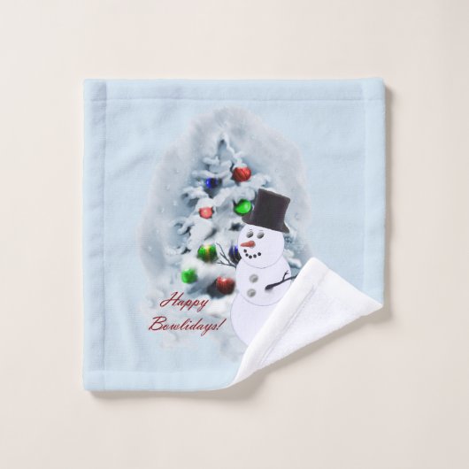 Happy Bowlidays Bowling Lovers Kerstmis Bad Handdoek (Wasdoekje)