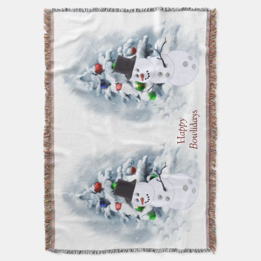 Happy Bowlidays Snowman Deken (Voorkant Verticaal)