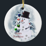 Happy Bowlidays Snowman Keramisch Ornament<br><div class="desc">Happy Bowlidays Snowman is gewoon te schattig en zal door alle bowlers geliefd worden. Dit ontwerp zal een klap zijn in de bowlingbaan. Volledig aanpasbaar om u aan te passen met uw foto's en tekst als u wilt.</div>