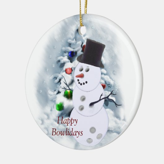 Happy Bowlidays Snowman Keramisch Ornament (Links)