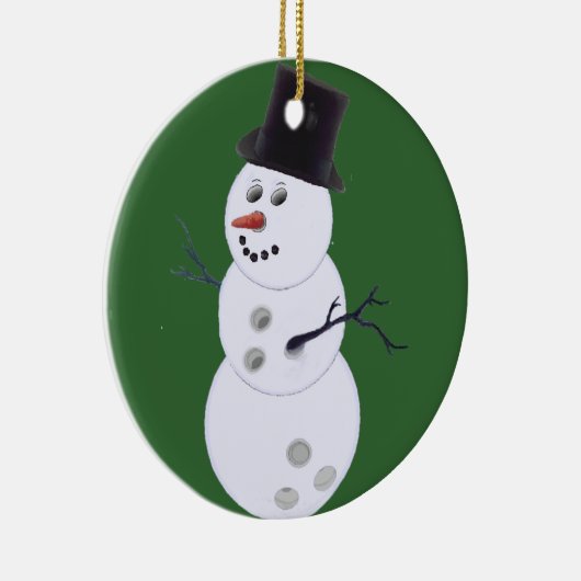 Happy Bowlidays Snowman Keramisch Ornament (Rechts)