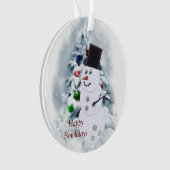 Happy Bowlidays Snowman Ornament (voorkant)