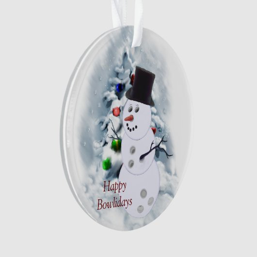 Happy Bowlidays Snowman Ornament (voorkant)