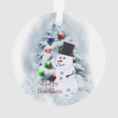 Happy Bowlidays Snowman Ornament (achterkant)