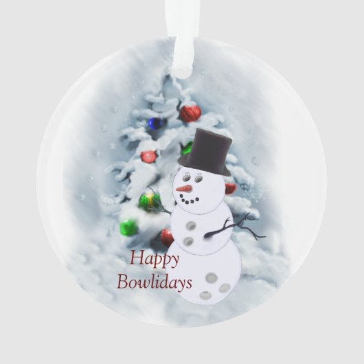 Happy Bowlidays Snowman Ornament (achterkant)