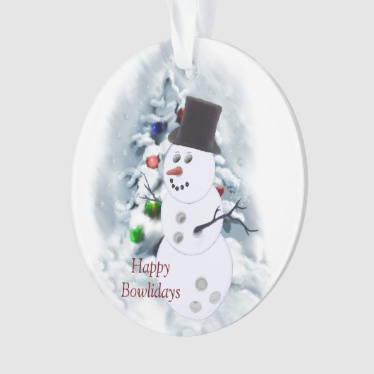 Happy Bowlidays Snowman Ornament (voorkant)
