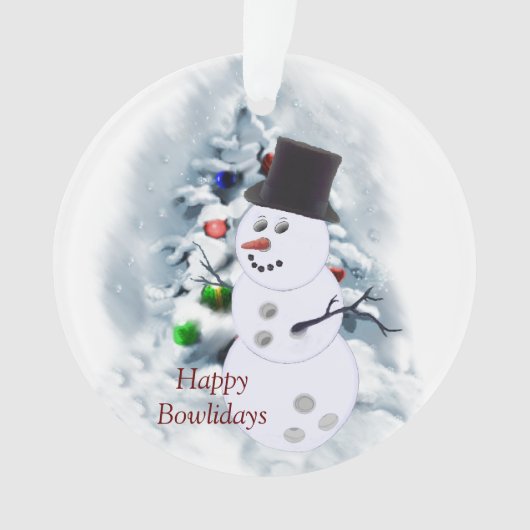 Happy Bowlidays Snowman Ornament (voorkant)
