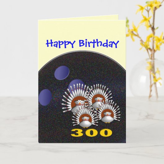 Happy Bowling Birthday Kaart (Gele Bloem)