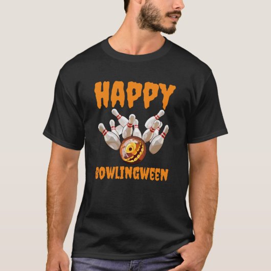Happy Bowlingbetween Pun Halloween Pumpkin Bowling T-shirt (Voorkant)
