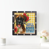 Happy Boxer Puppy Bloemen Vierkante Klok (Huis)