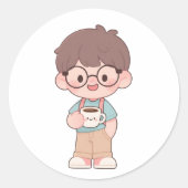 👦 Happy Boy Ronde Sticker (Voorkant)