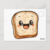 Happy Bread Slice Cartoon Smiling Toast Briefkaart (Achterkant)