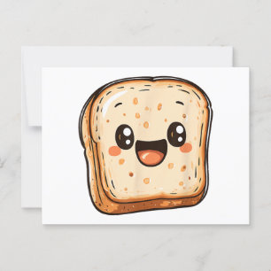 Happy Bread Slice Cartoon Smiling Toast Briefkaart