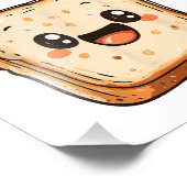 Happy Bread Slice Cartoon Smiling Toast Foto Afdruk (Hoek)