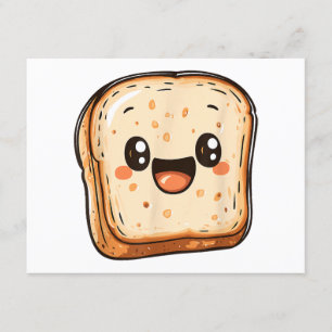 Happy Bread Slice Cartoon Smiling Toast Informatiekaartje