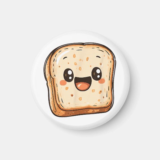 Happy Bread Slice Cartoon Smiling Toast Magneet (Voorkant)