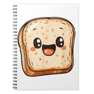 Happy Bread Slice Cartoon Smiling Toast Notitieboek