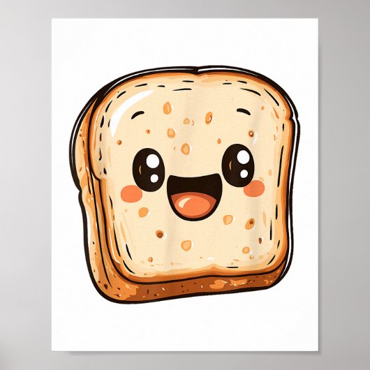 Happy Bread Slice Cartoon Smiling Toast Poster (Voorkant)
