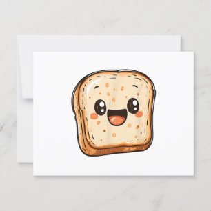 Happy Bread Slice Cartoon Smiling Toast RSVP Kaartje
