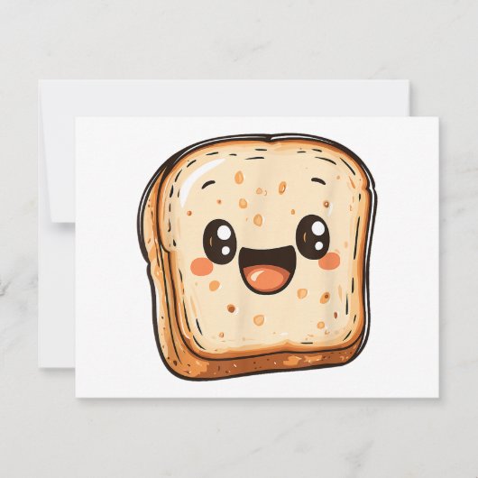 Happy Bread Slice Cartoon Smiling Toast Save The Date (Voorkant)