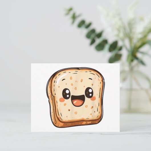 Happy Bread Slice Cartoon Smiling Toast Save The Date (Staand voorkant)