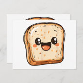 Happy Bread Slice Cartoon Smiling Toast Save The Date (Voorkant / Achterkant)