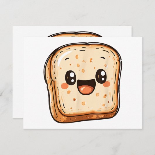 Happy Bread Slice Cartoon Smiling Toast Save The Date (Voorkant / Achterkant)