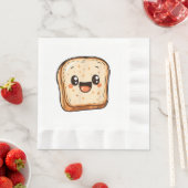 Happy Bread Slice Cartoon Smiling Toast Servet (Insitu)