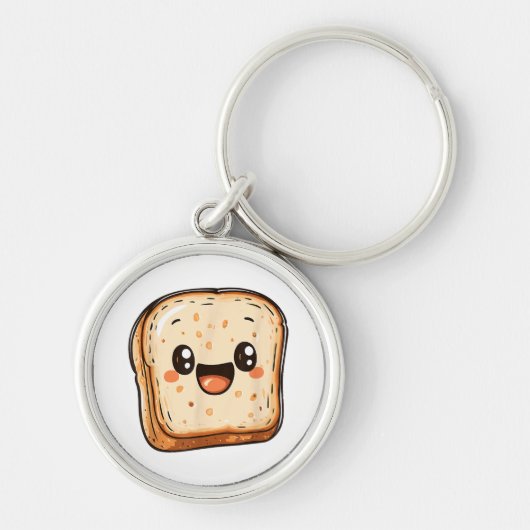 Happy Bread Slice Cartoon Smiling Toast Sleutelhanger (Voorkant)
