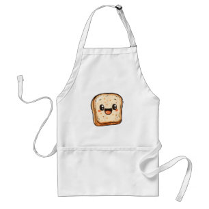 Happy Bread Slice Cartoon Smiling Toast Standaard Schort