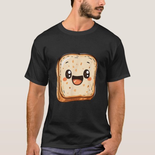 Happy Bread Slice Cartoon Smiling Toast T-shirt (Voorkant)