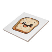 Happy Bread Slice Cartoon Smiling Toast Tegeltje (Zijkant)