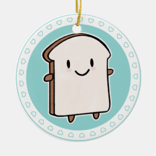 Happy Bread Slice Keramisch Ornament