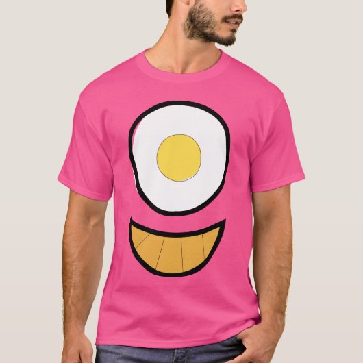 Happy Breakfast of a Fried Egg and a Croissant 80s T-shirt (Voorkant)