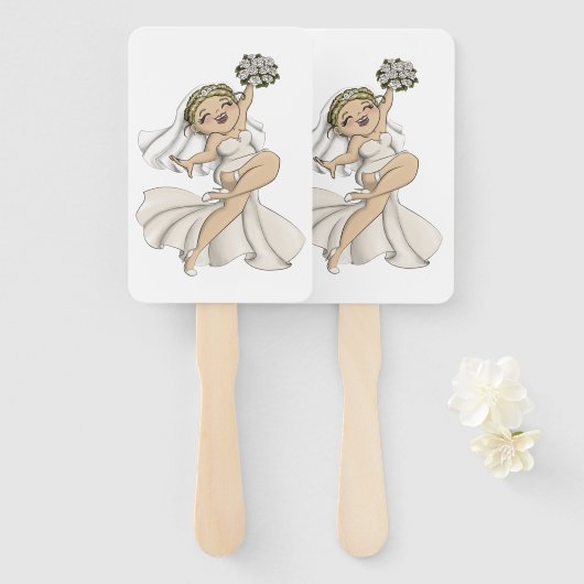 Happy Bride 02 Handwaaier (Voorkant en achterkant)