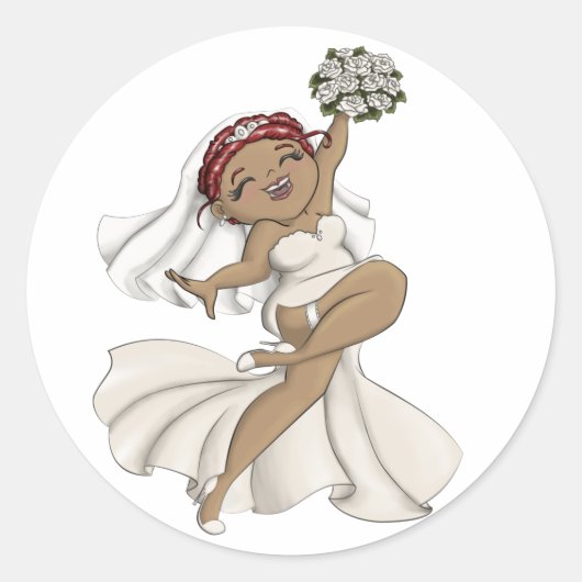 Happy Bride 04 Ronde Sticker (Voorkant)