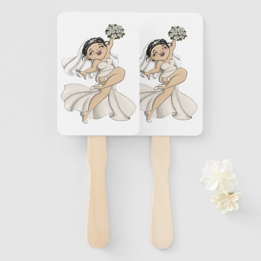 Happy Bride 11 Handwaaier (Voorkant en achterkant)