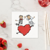 Happy Bride Groom High Five Heart Servetten (Insitu)
