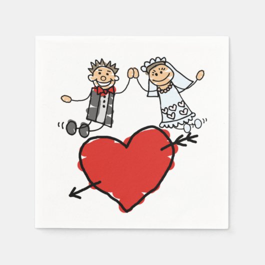 Happy Bride Groom High Five Heart Servetten (Voorkant)