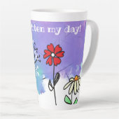 Happy bright cartoon bloemen op waterverf latte mok (Rechterhoek)