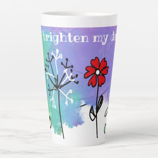Happy bright cartoon bloemen op waterverf latte mok (Voorkant)