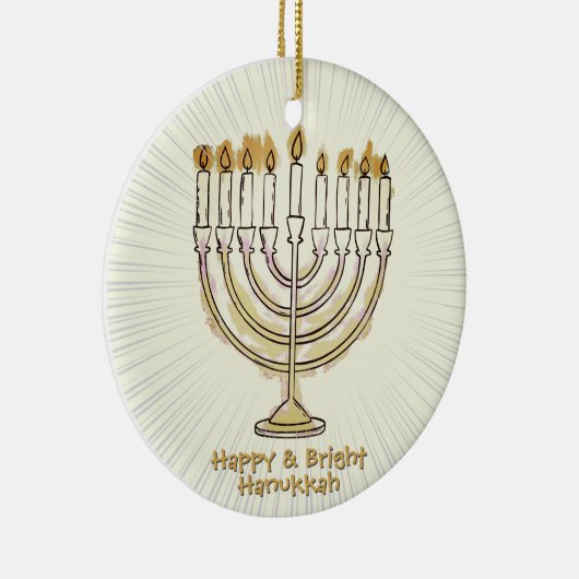 Happy & Bright Chanoeka Mooi Keramisch Ornament (Rechts)