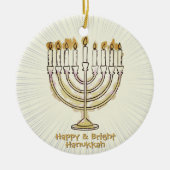Happy & Bright Chanoeka Mooi Keramisch Ornament (Voorkant)