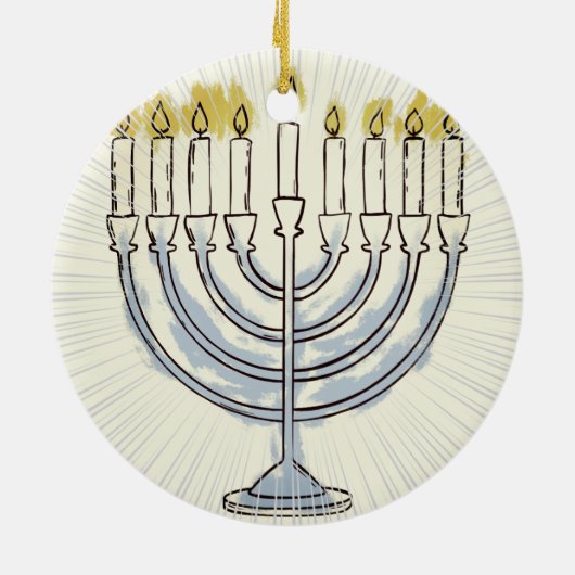 Happy & Bright Chanoeka Mooi Keramisch Ornament (Achterkant)