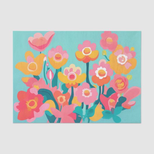Happy Bright Flowers Decoupage Tissue Paper Tissuepapier (Voorkant)