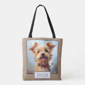 Happy Bright Yorkie Yorkshire Terrier hondennaam Tote Bag (Achterkant)