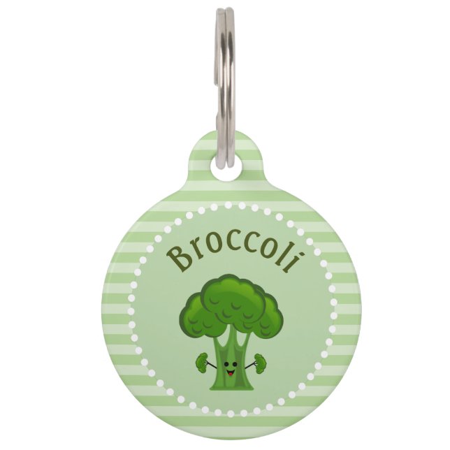 Happy Broccoli gepersonaliseerd Huisdierpenning (Voorkant)